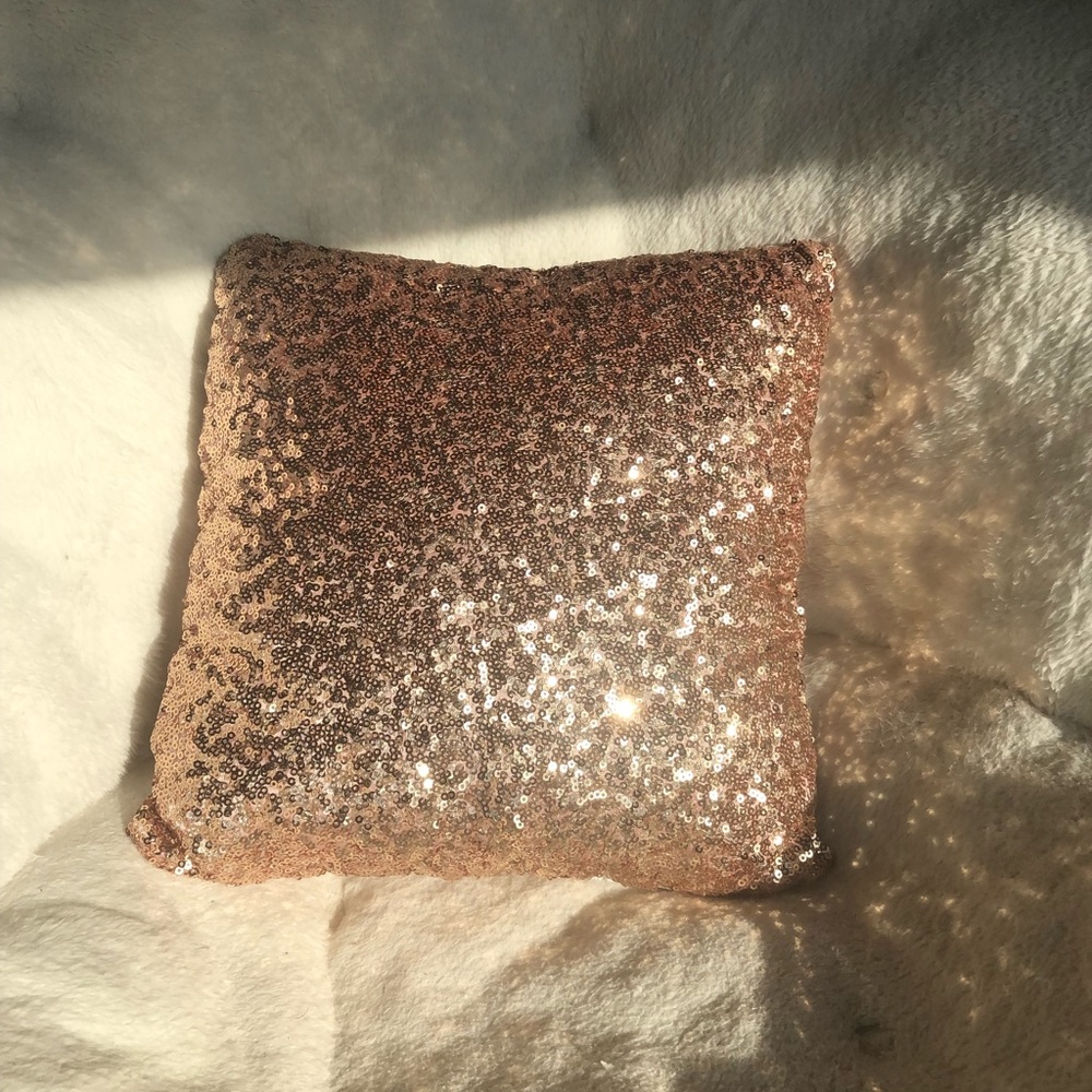rose gold sequin pillow